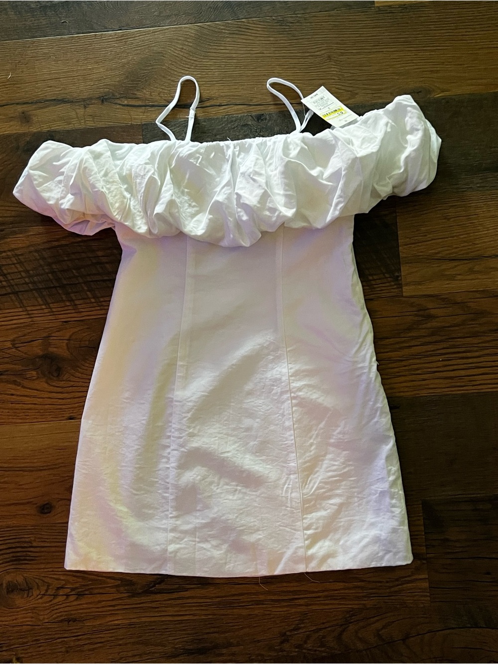 a new day White Off-Shoulder Ruffle Mini Dress with Spaghetti Straps